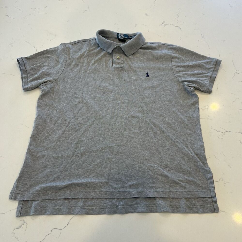 Polo by Ralph Lauren Short Sleeve 1/4 Button Gray Polo Shirt Size Large Preppy